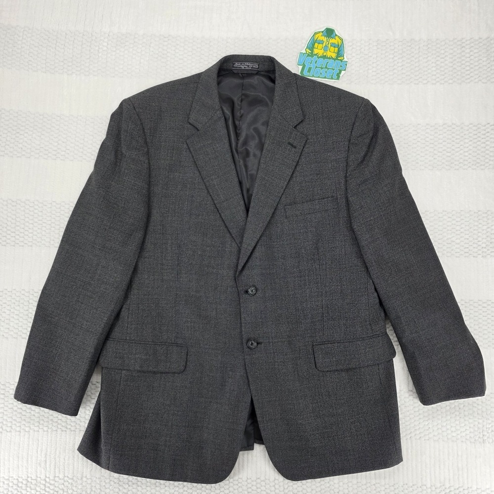 Bert Pulitzer Mens Blazer 46R Measured 47R Black Wool Blend Sport Coat Classic